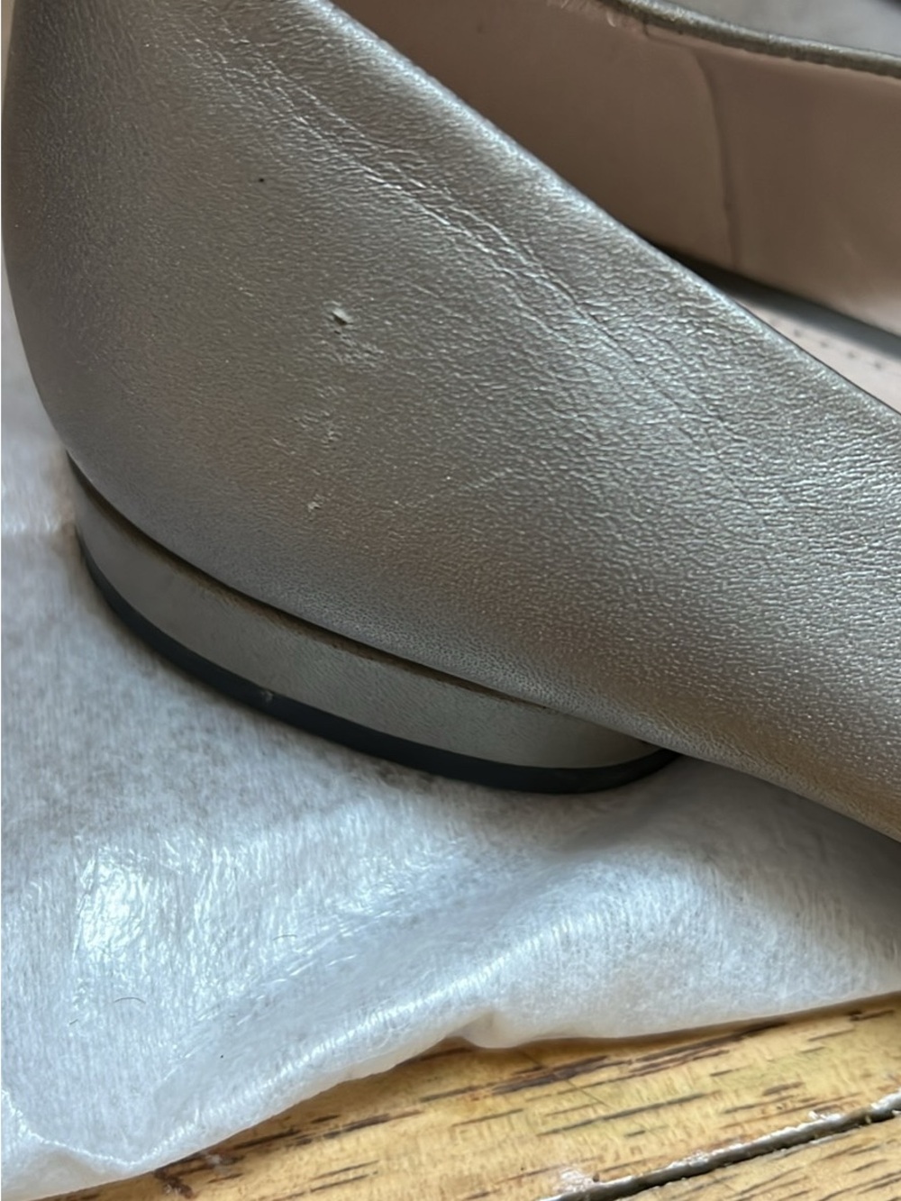 Ecco Metallic Silver Ballet Flats